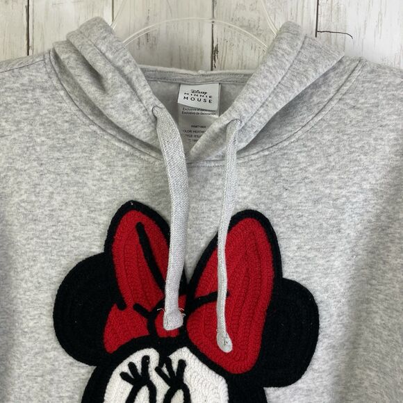 Disney Minnie Mouse Womens XL Embroidered Soft Hoodie Gray Heather - Picture 3 of 10